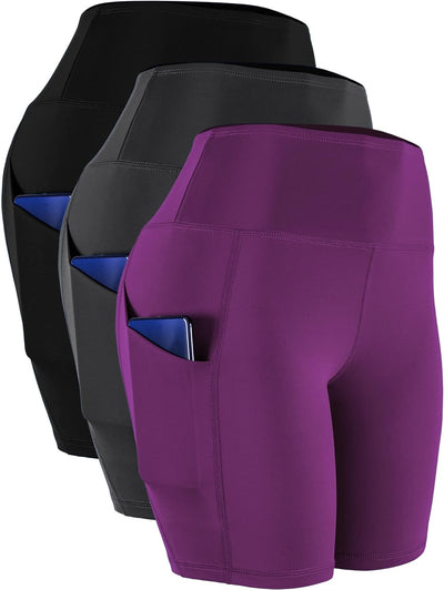 Women'S High Waist Spandex Yoga Shorts for Bike Running Two Side Pockets