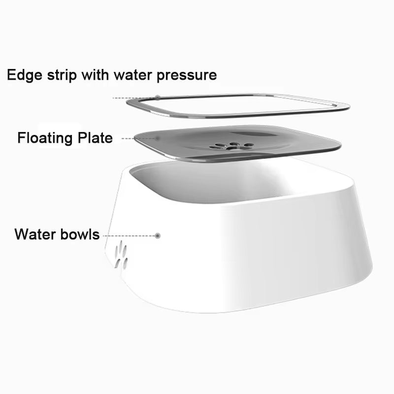 Spill-Free Floating Pet Water Bowl - Non-Wet Design for Dogs and Cats