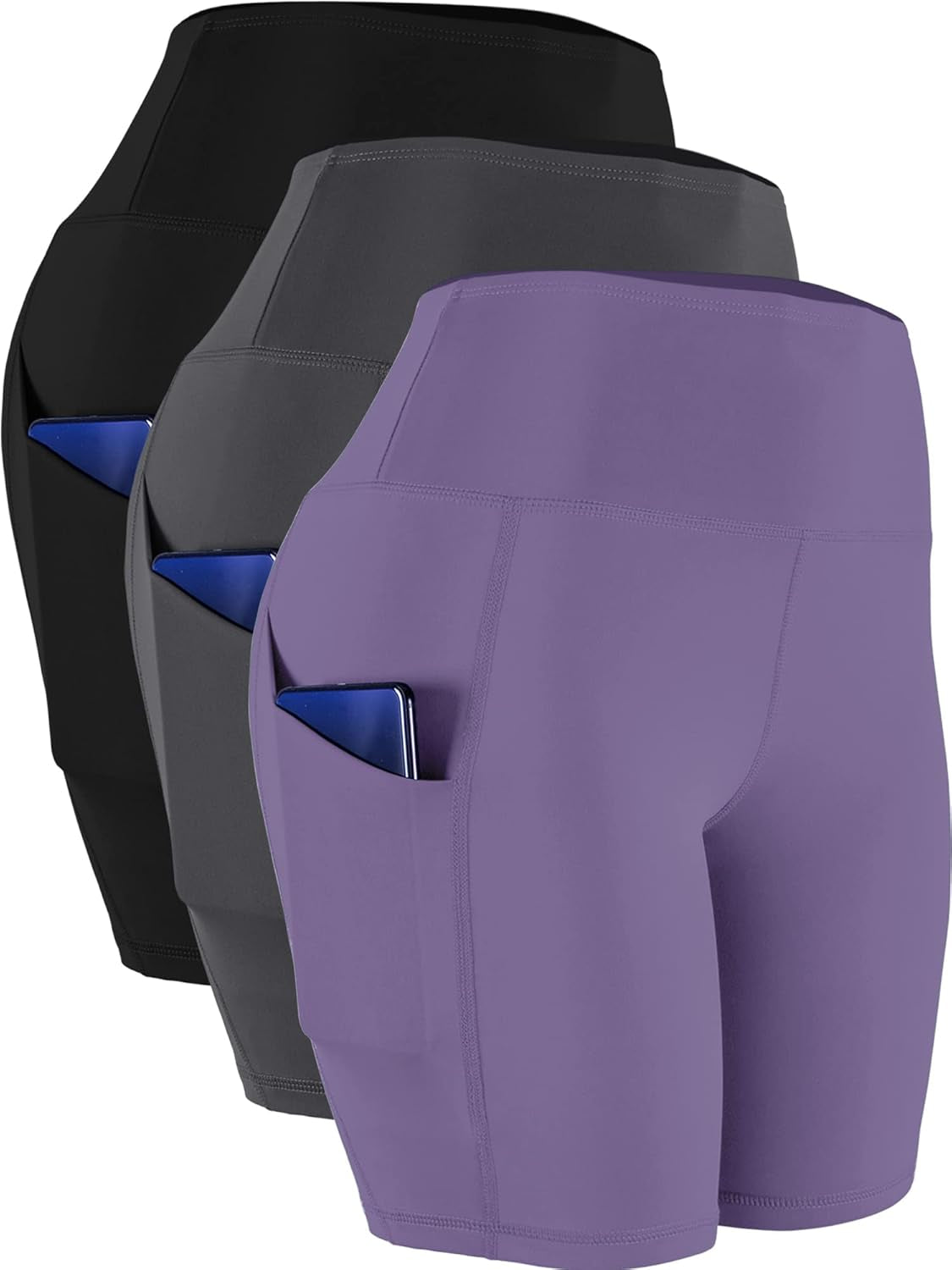 Women'S High Waist Spandex Yoga Shorts for Bike Running Two Side Pockets