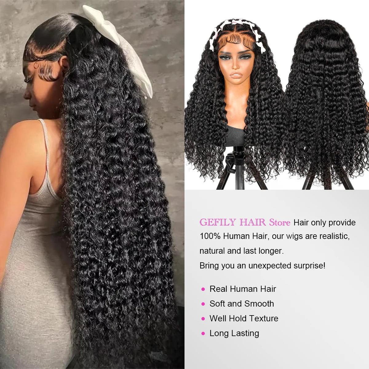 250 Density Kinky Curly Wigs 13x6 HD Lace Frontal Wig 30 40Inch