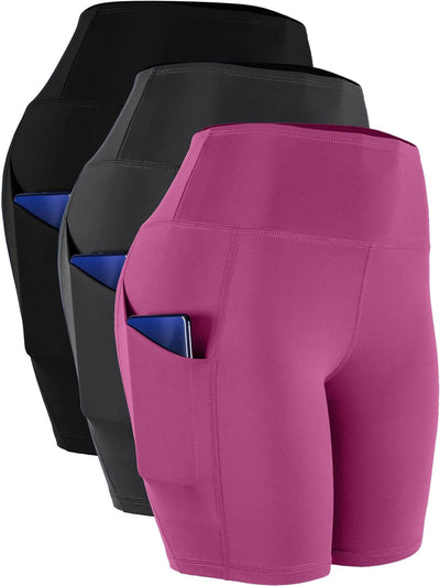 Women'S High Waist Spandex Yoga Shorts for Bike Running Two Side Pockets